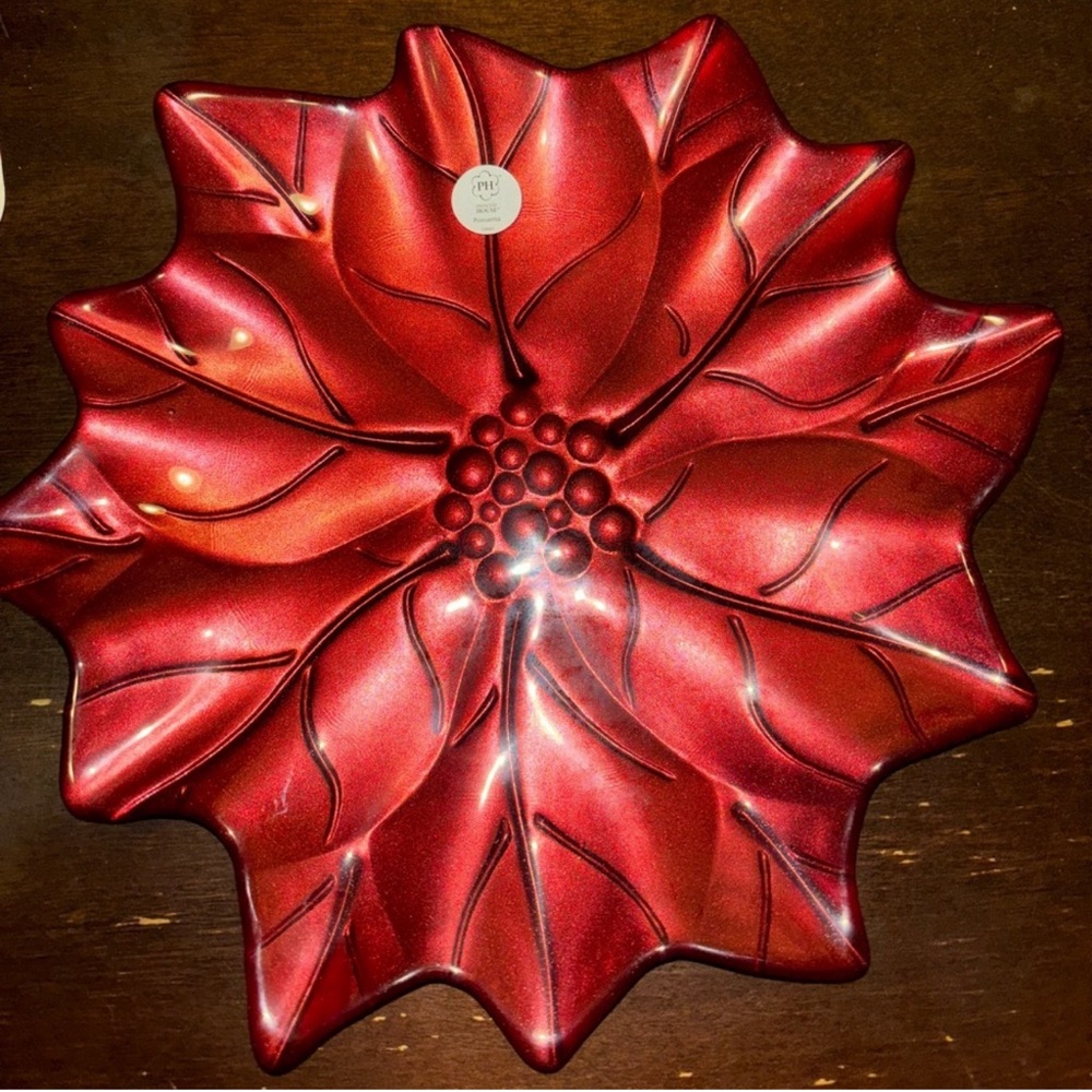 Princess house Red holiday Poinsettia dinner plate set of 4